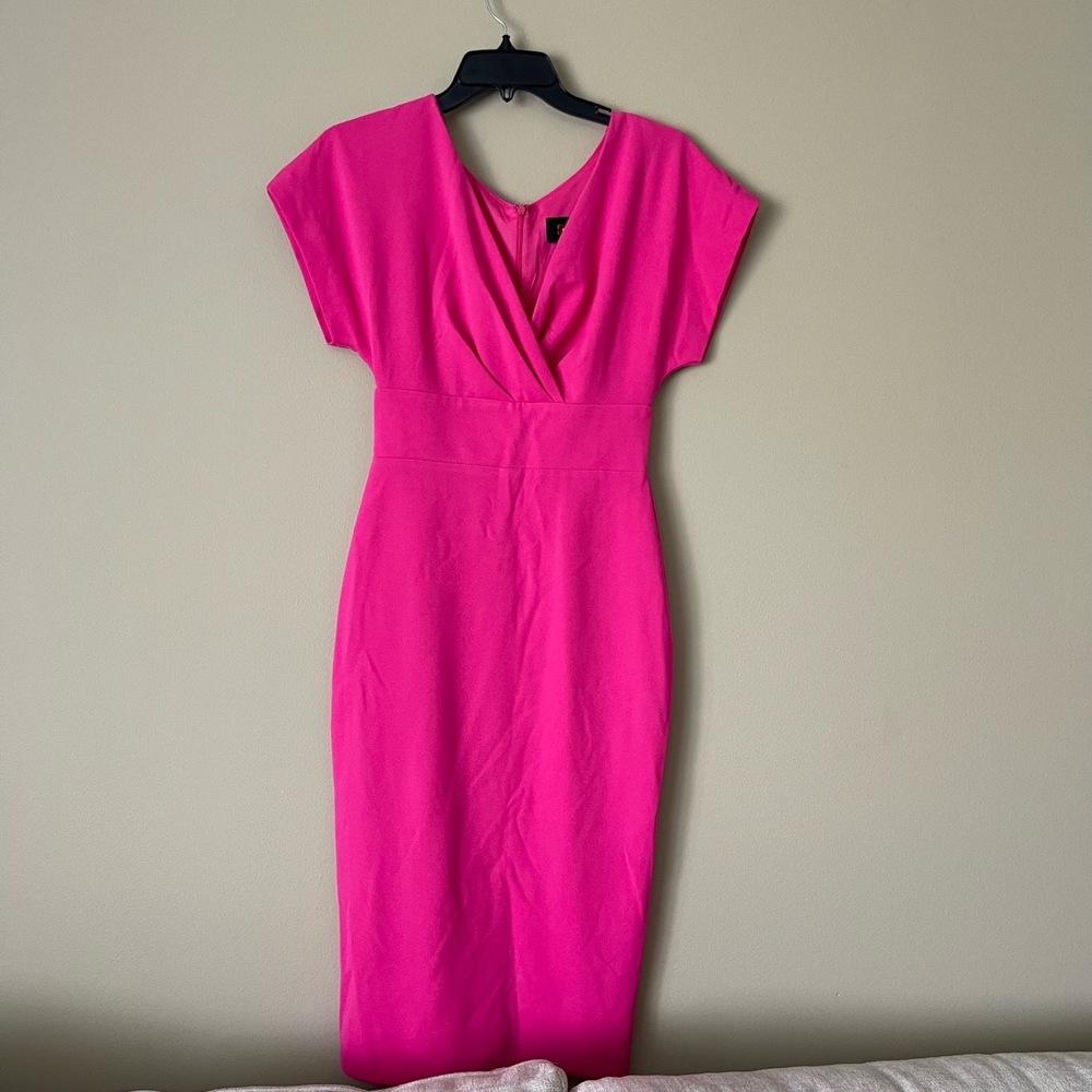 Alexa Admor Dress Womens Extra Small Pink Sheath Cap Sleeve V Neck Modern - Picture 3 of 7